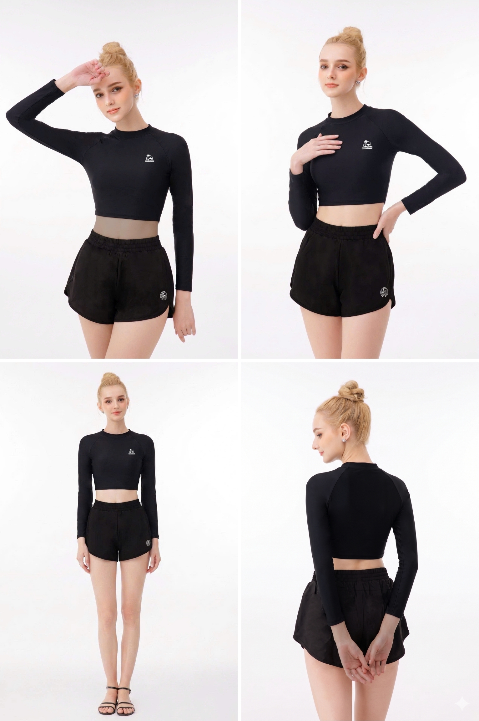 Quần bơi short 2 lớp DTF - Đen