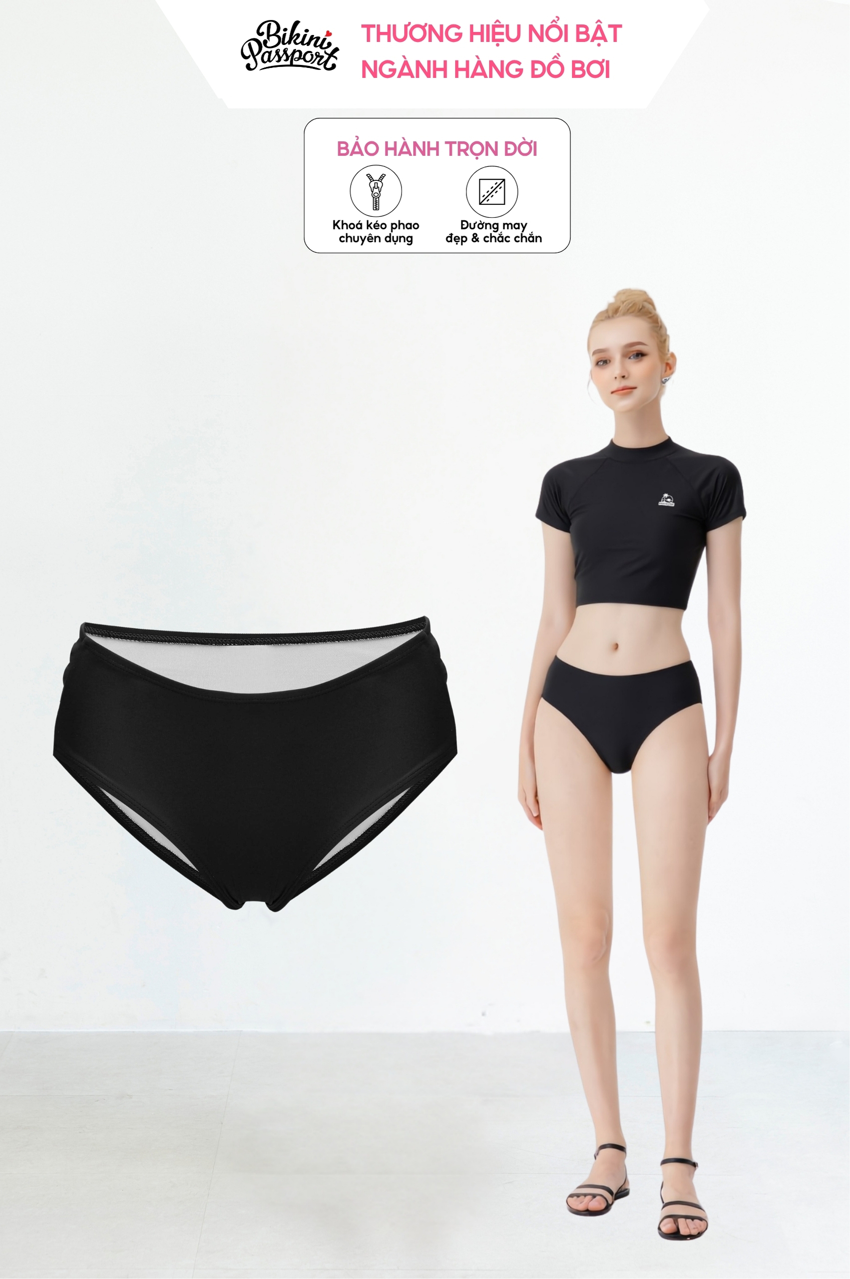 Quần lưng thấp Basic - Đen