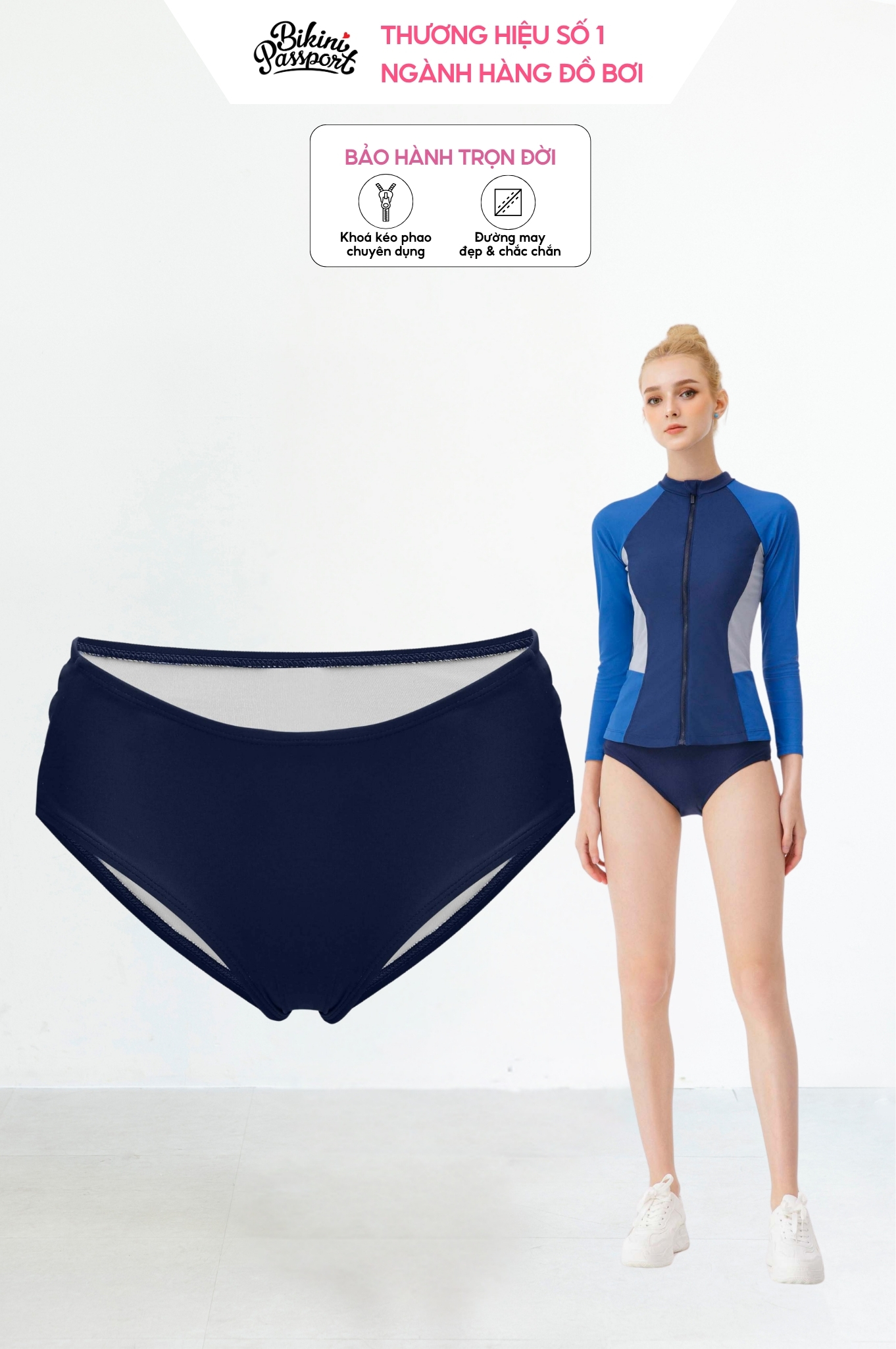 Quần lưng thấp Basic - Xanh Navy