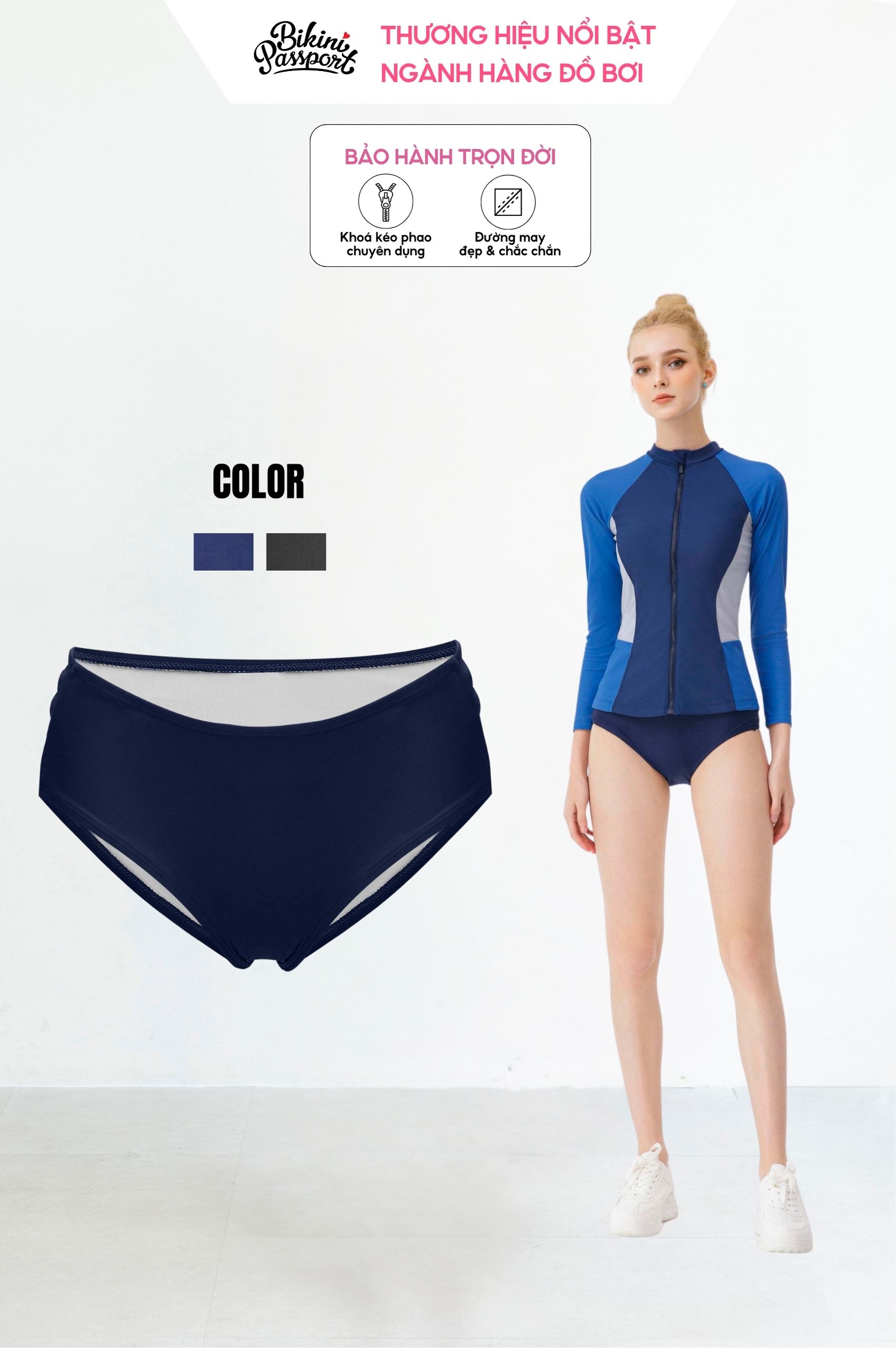 Quần lưng thấp Basic - Xanh Navy