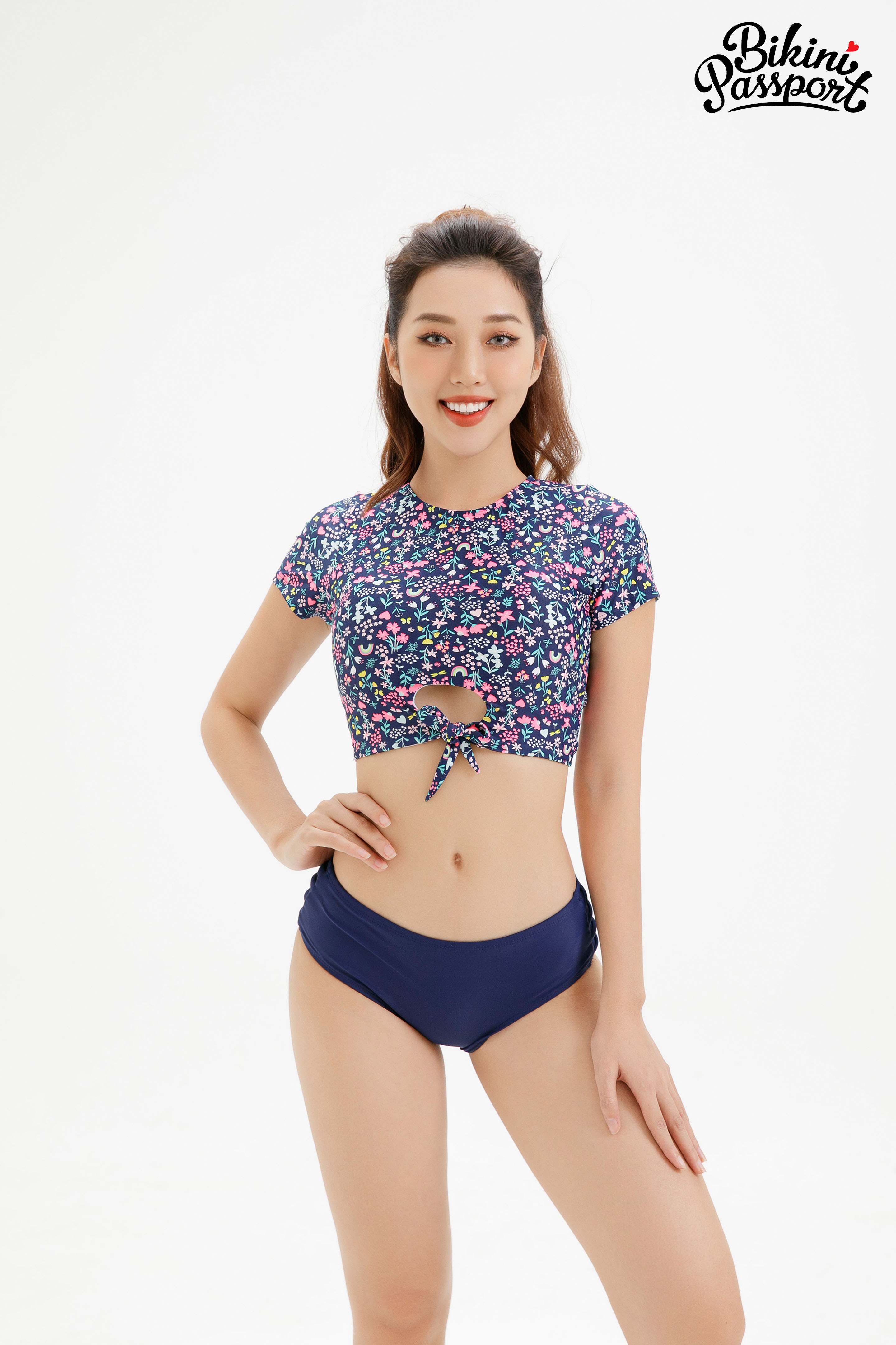 Quần lưng thấp đan dây Basic - Xanh Navy