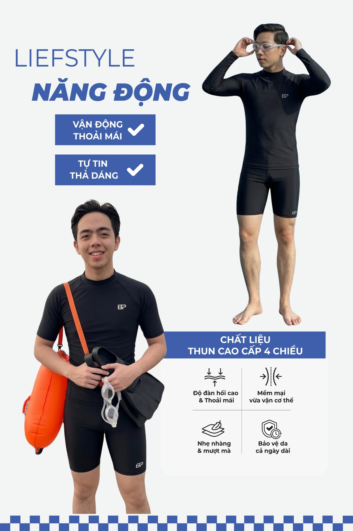 Quần short nam dạng ôm - BSV008_BL