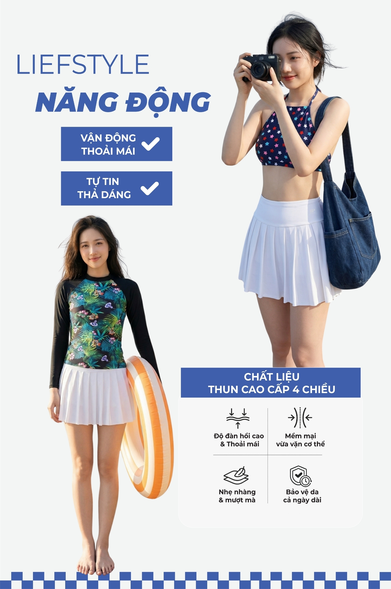 Váy xòe thể thao đa năng - Màu Trắng