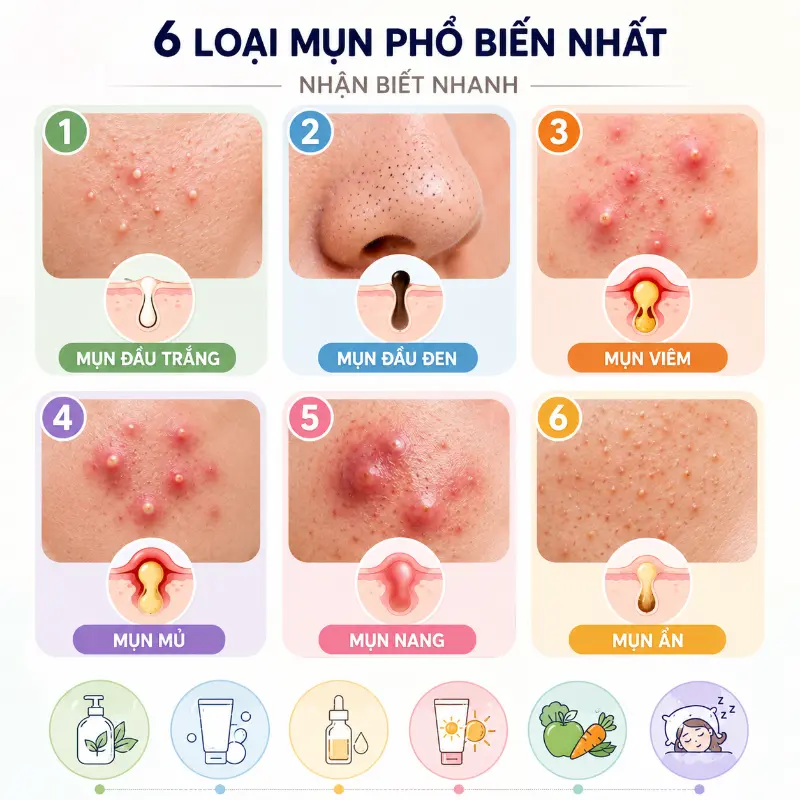 6 Loại Mụn Phổ Biến Nhất: Cách Nhận Biết Và Điều Trị Hiệu Quả