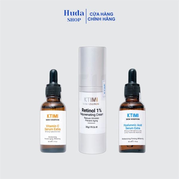 Bộ sản phẩm trẻ hoá da Ktimi - Retinol - Serum cấp ẩm - Serum vitamin C Ktimi