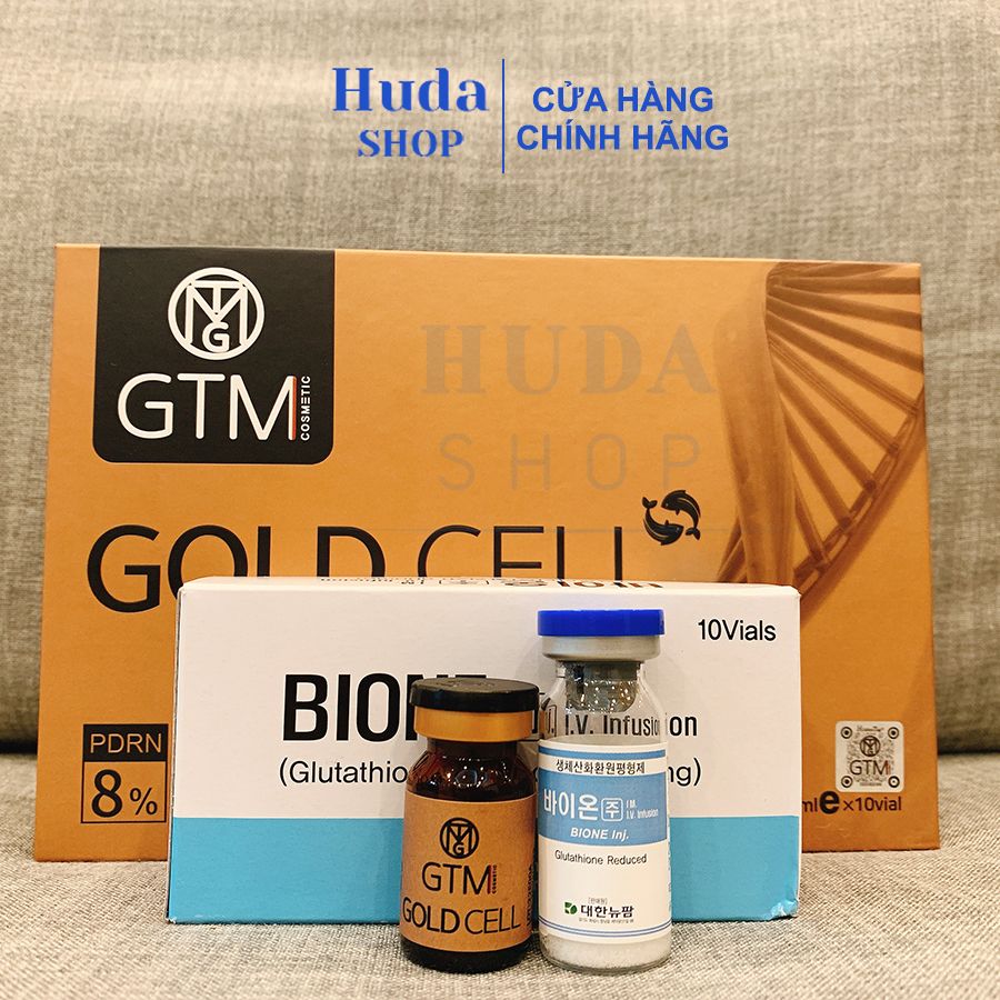bột glutathione Combo Tinh chất căng bóng GTM Gold Cell % và Bột Glutathione bone 600mg