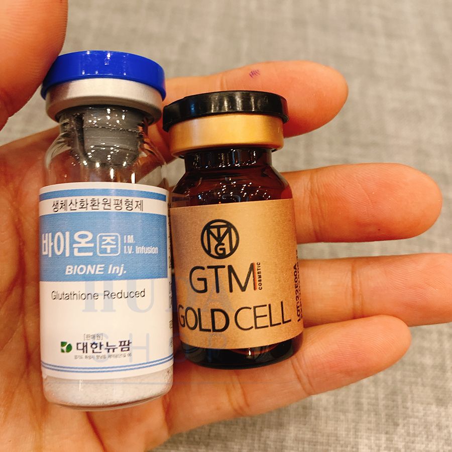 Combo Tinh chất căng bóng GTM Gold Cell % và Bột Glutathione bone 600mg