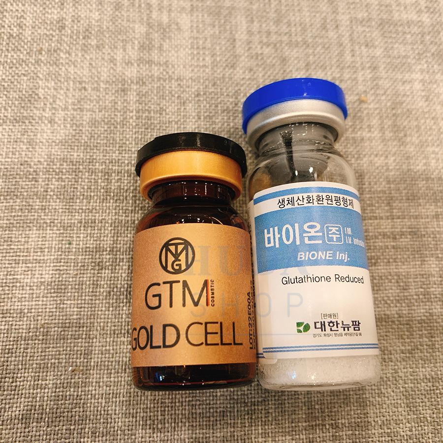 Combo Tinh chất căng bóng GTM Gold Cell % và Bột Glutathione bone 600mg