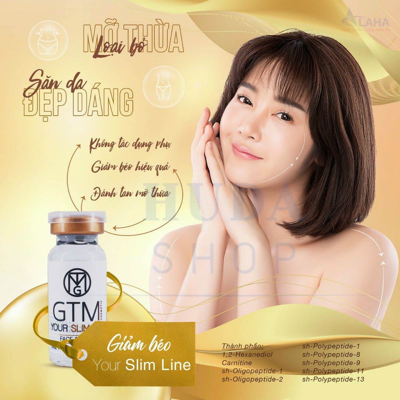 Tinh chất tan mỡ bụng giảm béo GTM Your slim line 5 x 10ml Gold Cell