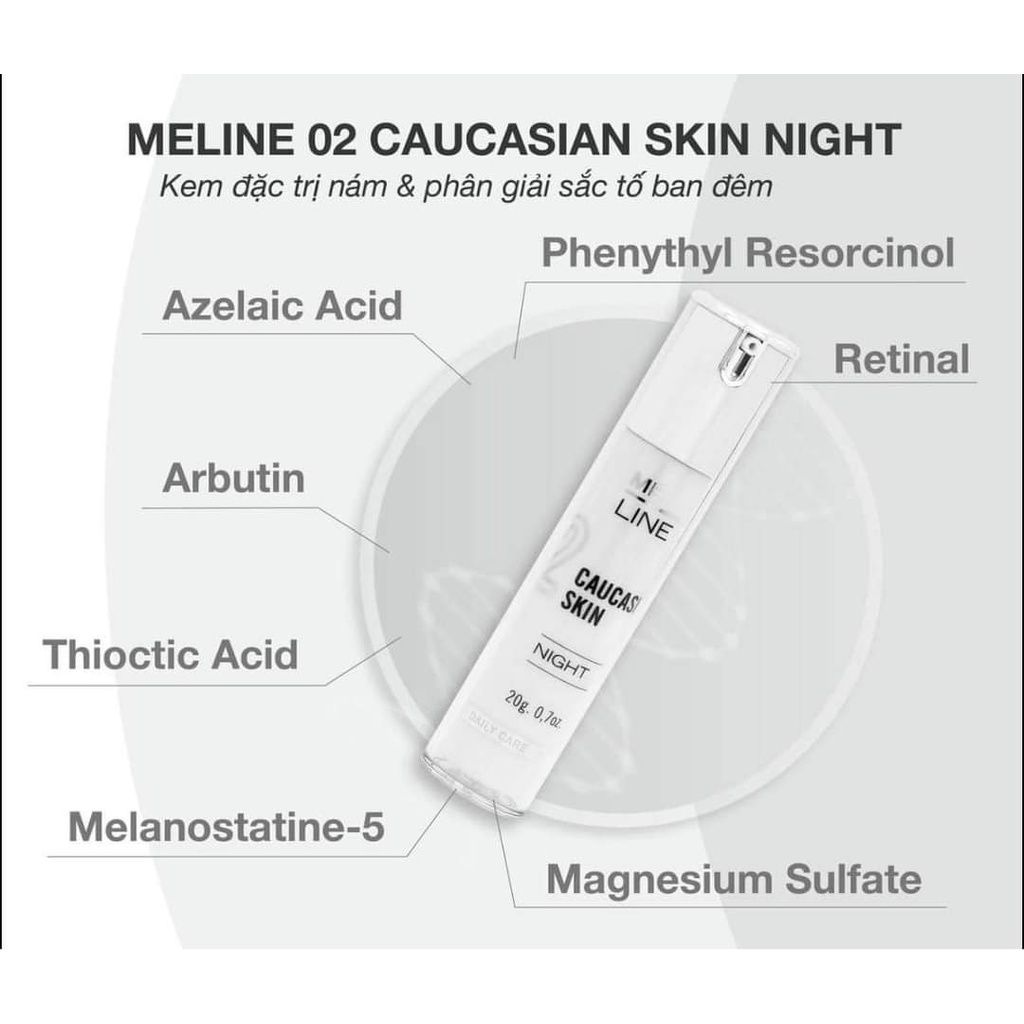 Kem điều trị nám, mụn viêm, thâm mụn Meline 02 Caucasian Skin Night