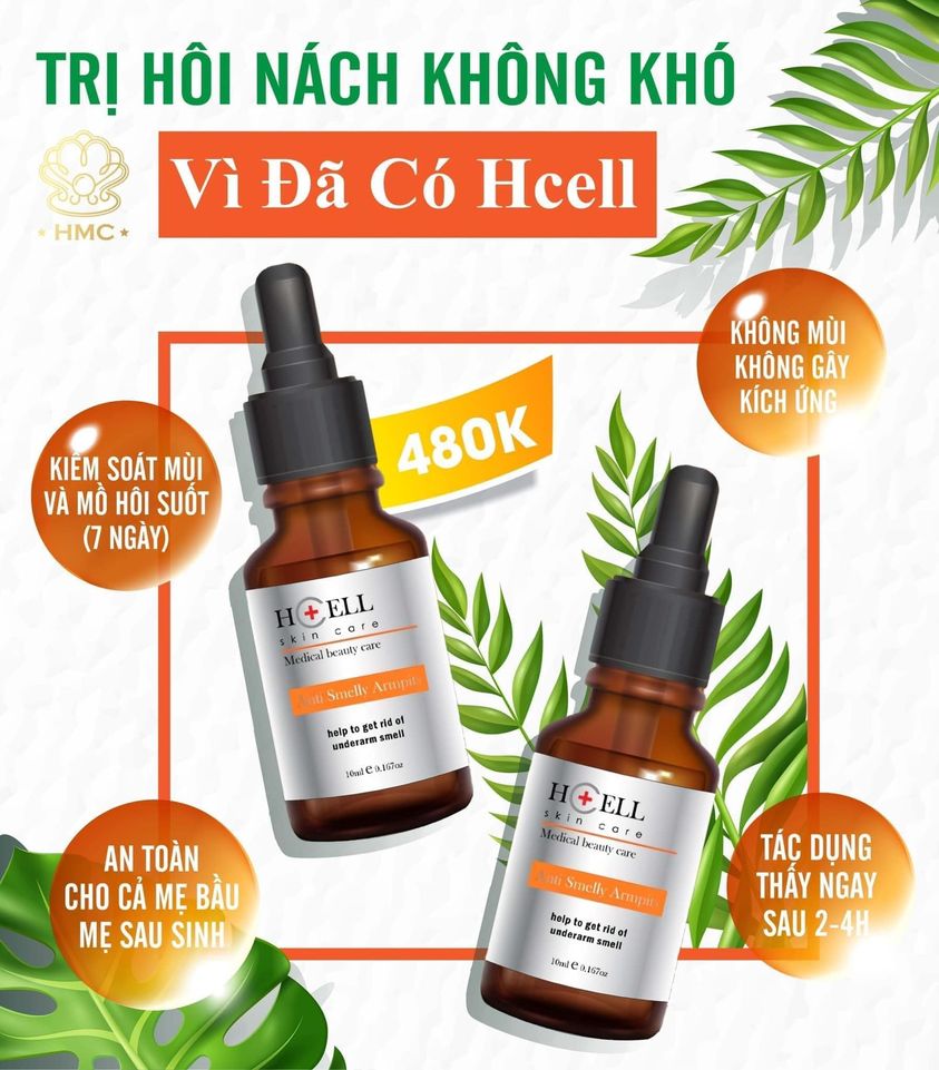 Serum ngăn ngừa hôi nách Hcell Skin Care 10ml tuyến Mồ Hôi, Mùi Hôi cơ thể