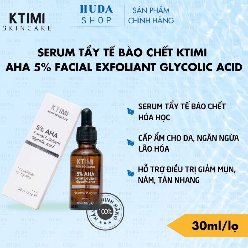 Serum tẩy tế bào chết KTIMI AHA 5% Facial Exfoliant Glycolic Acid