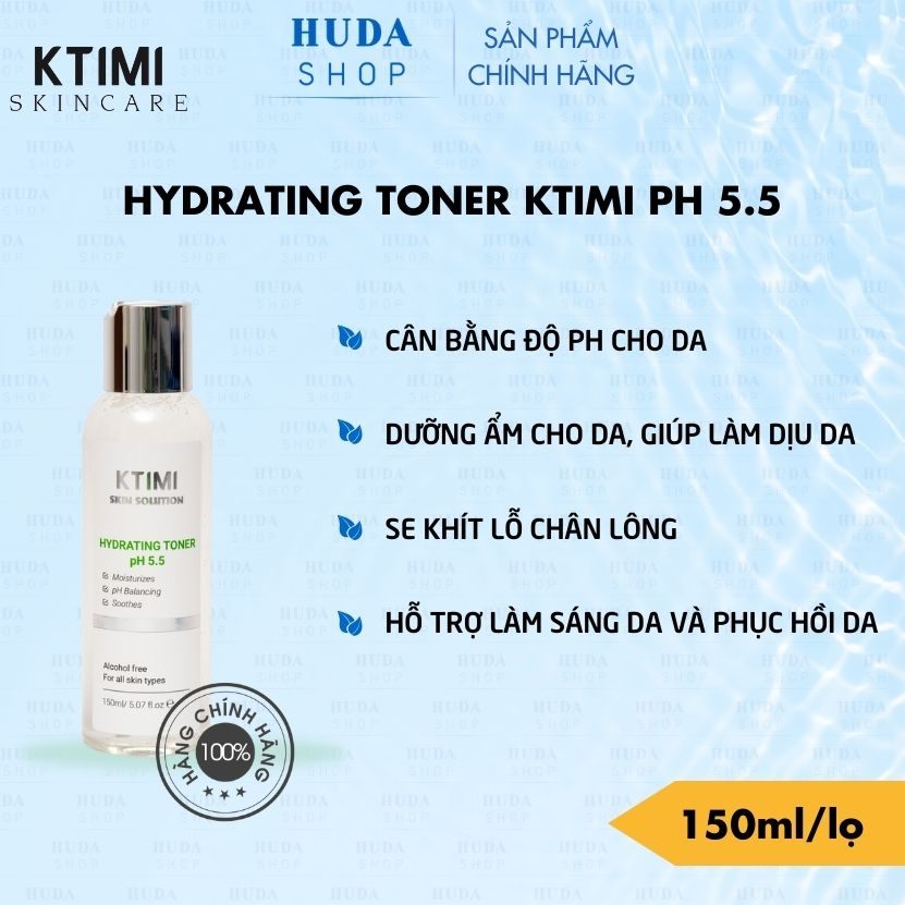 Nước hoa hồng KTIMI Hydrating Toner làm dịu và cân bằng độ pH cho da