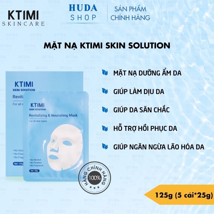 Mặt nạ KTIMI Skin Solution làm trắng dưỡng ẩm phục hồi da (Hộp 5 miếng)