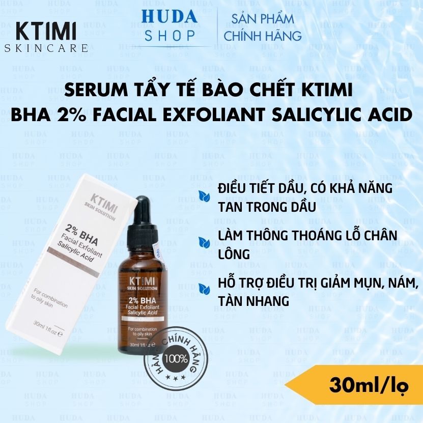 Serum tẩy tế bào chết KTIMI BHA 2% Facial Exfoliant Salicylic Acid