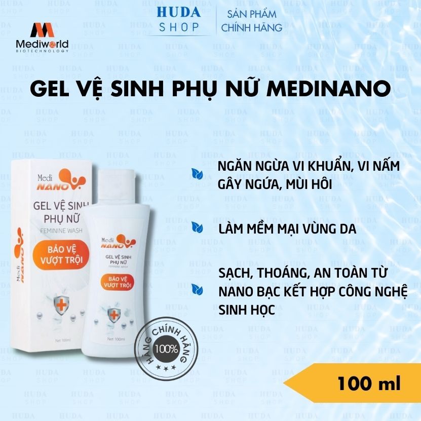 Gel vệ sinh phụ nữ kháng khuẩn khử mùi Medinano Mediworld 100ml