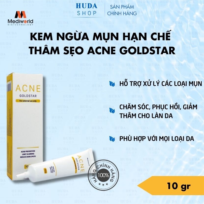 Kem Trị Mụn Mediworld Acne Goldstar hỗ trợ chăm sóc và xử lý các loại mụn