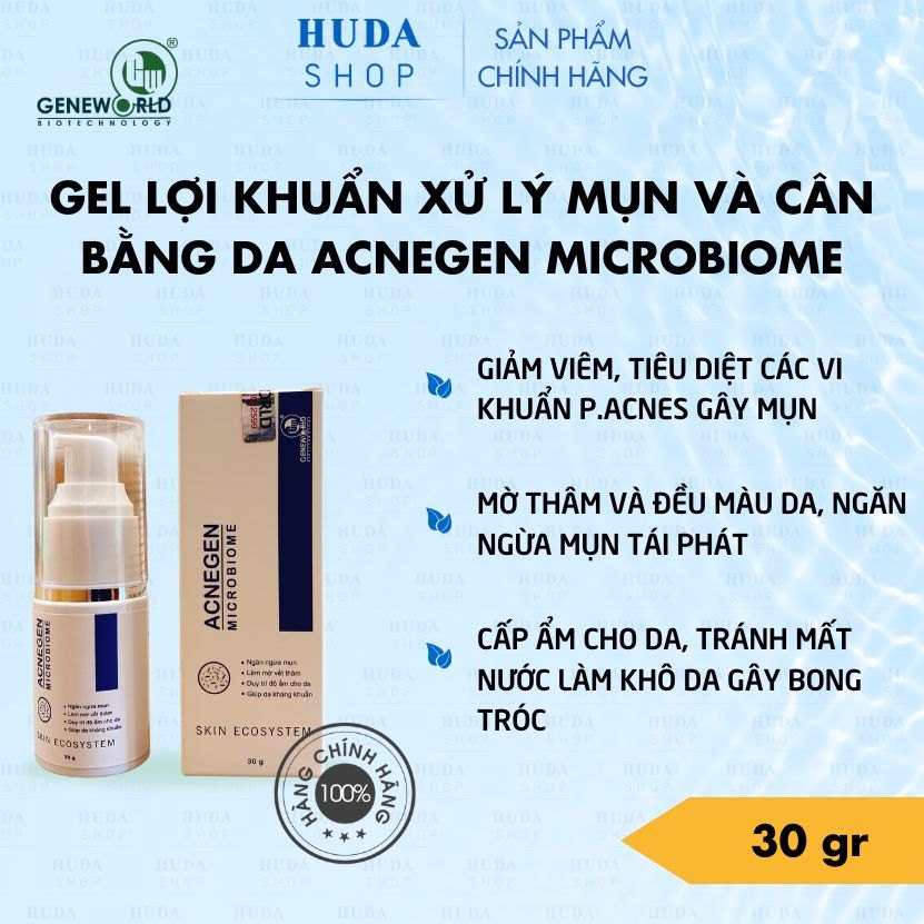 Gel lợi khuẩn Acnegen Microbiome Geneworld loại bỏ mụn viêm kiểm soát nhờn