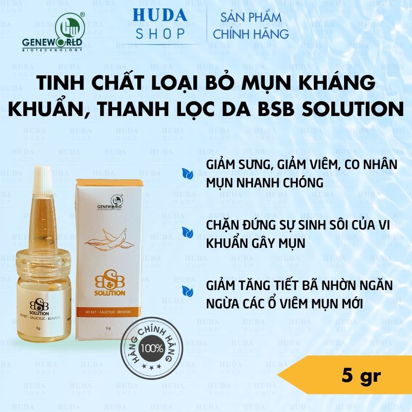 Chấm mụn BSB Solusion Geneworld xẹp mụn sau 12h giảm thâm mờ sẹo