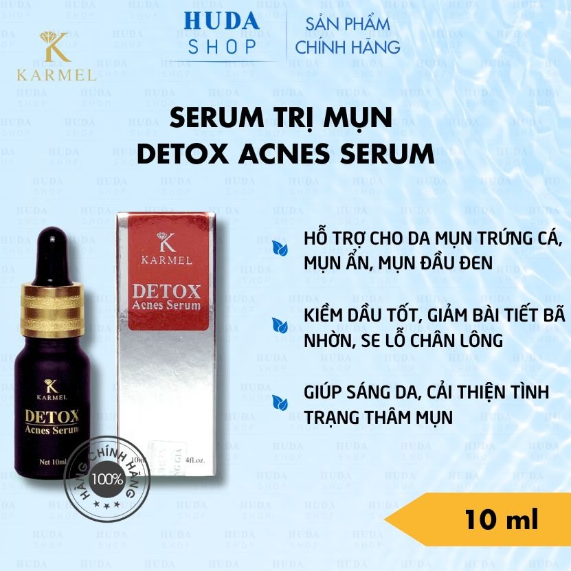 Serum Mụn Detox Acnes Karmel 10ml giải quyết mụn ẩn, đầu đen; da nhiễm corticoid