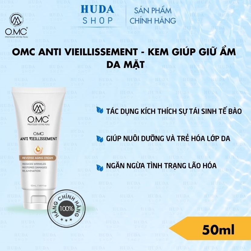 Kem giữ ẩm, dưỡng ẩm căng mịn da OMC Anti Vieillissement 50ml