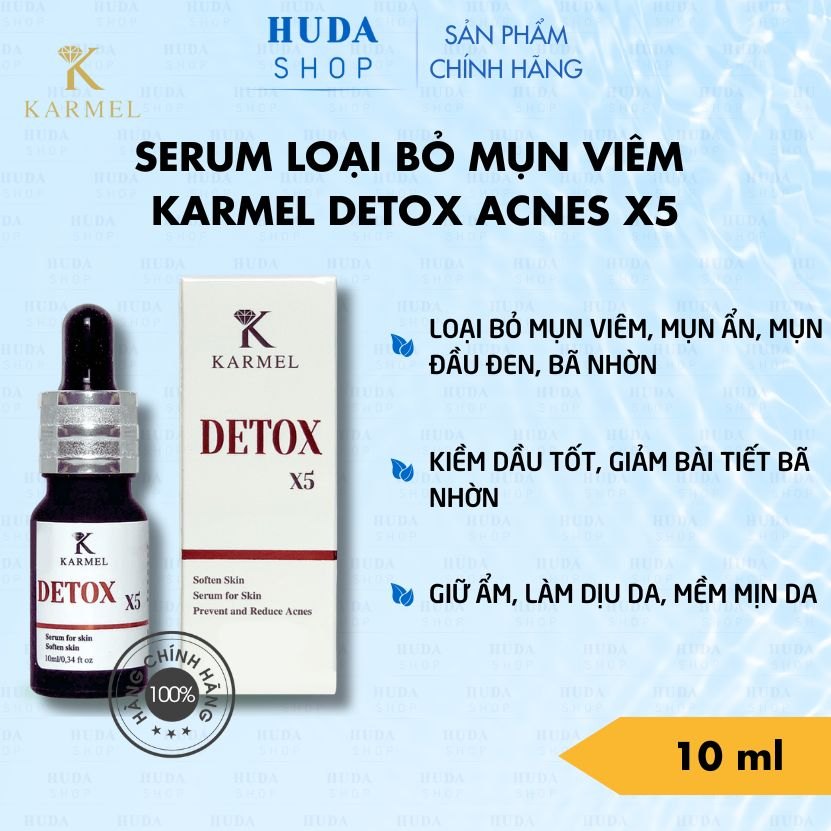 Serum Mụn Detox X5 Karmel 10ml trị mụn ẩn, mụn viêm mờ thâm mụn