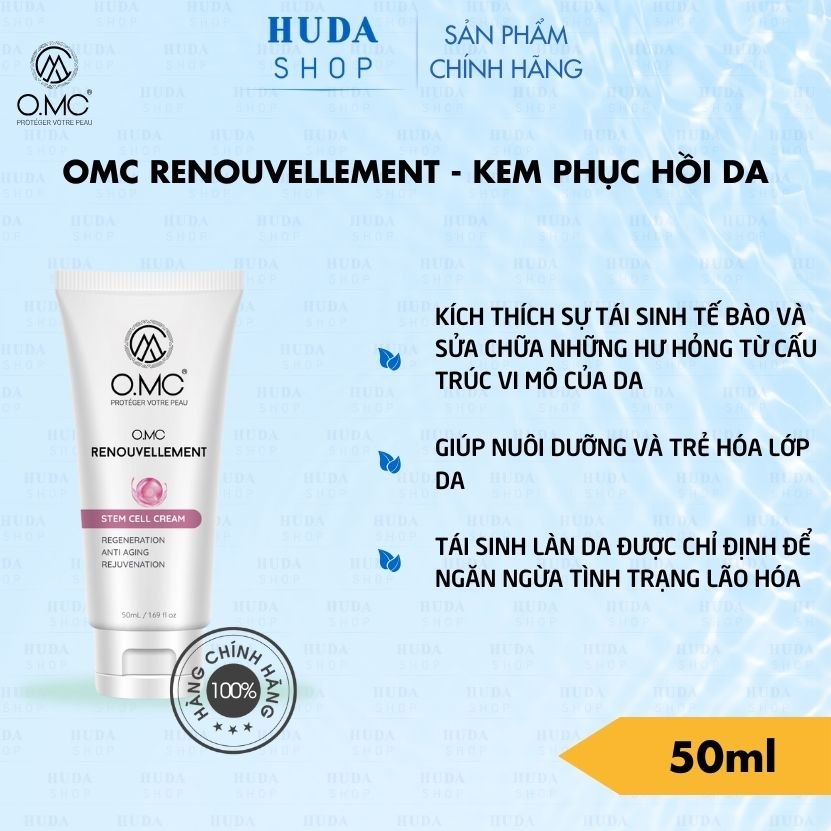 Kem phục hồi da OMC Renouvellement - Phục hồi da mỏng yếu - Da sau phi kim - Laser 50ml