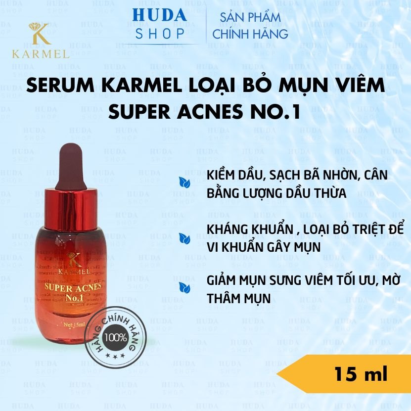 Serum mụn viêm Super Acnes No1 Karmel 10ml giải quyết mụn viêm, kiềm dầu, mờ thâm