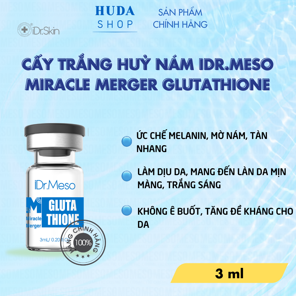 Tinh chất Meso huỷ nám không buốt Glutathione Idr Skin Idr.Meso Miracle Merger