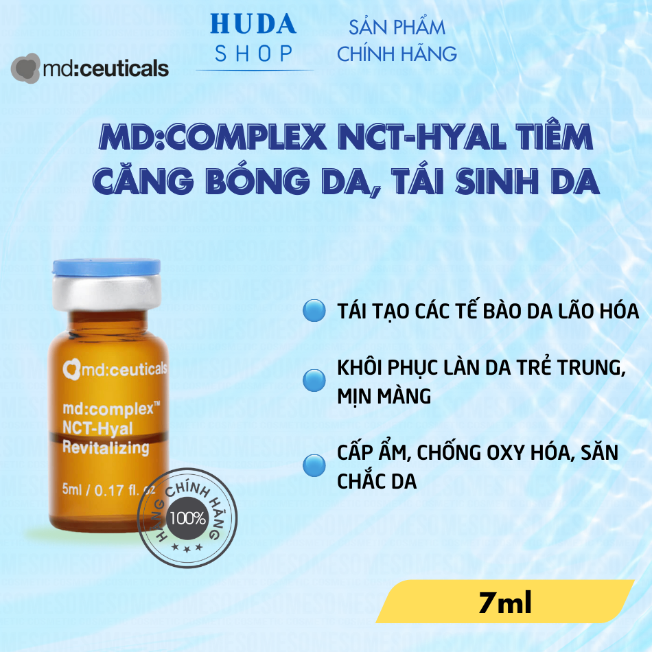 Meso căng bóng da, tái sinh da Md:Complex Nct-Hyal Revitalizing MD: Ceuticals 7ml