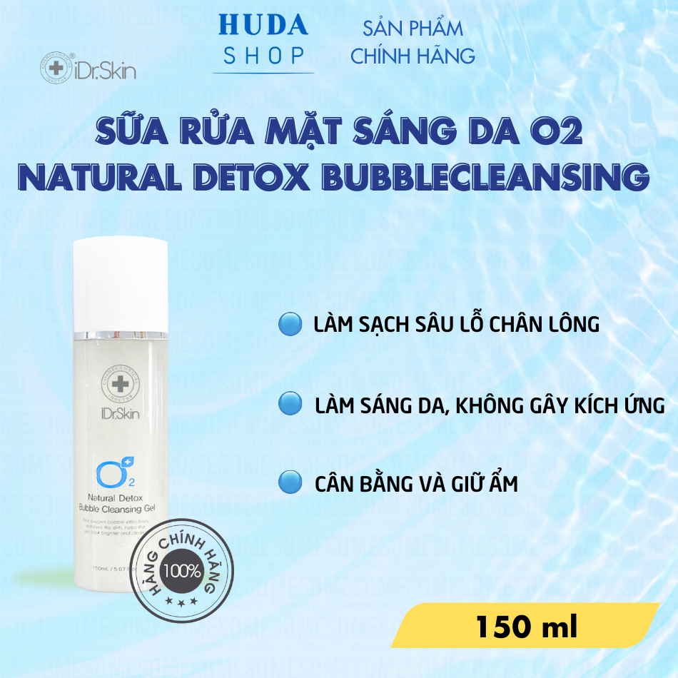 Rửa mặt sạch sâu O2 Idr.Skin Natural Detox Bubble Cleansing Gel