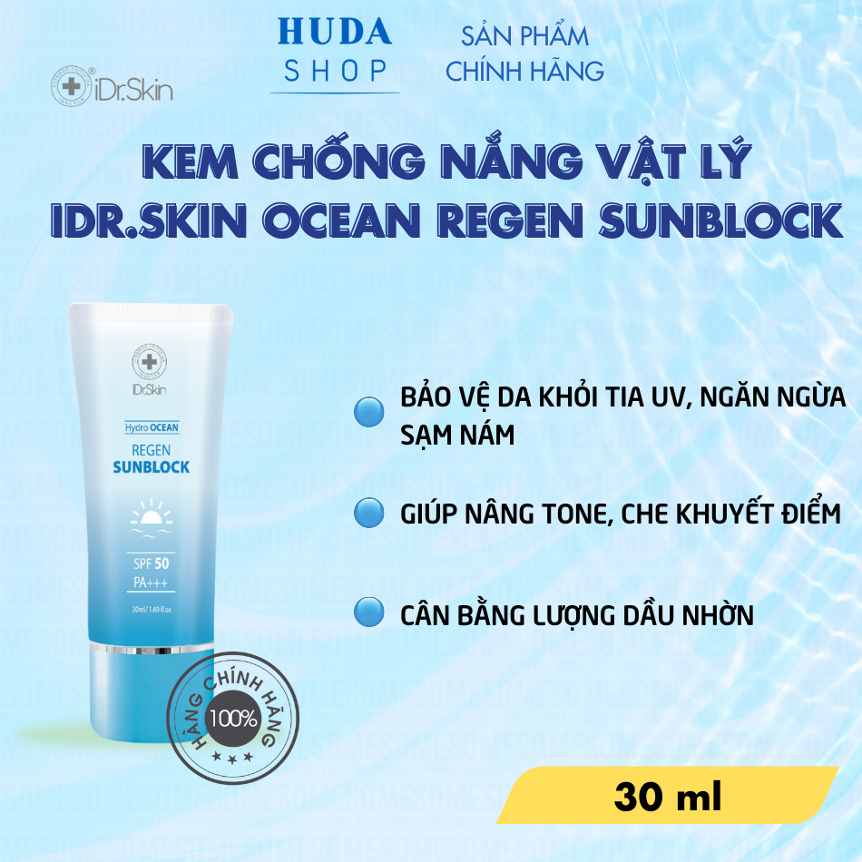 Kem chống nắng cho da mặt Idr.Skin Hydro Ocean - Regen Sunblock (SPF50+++)