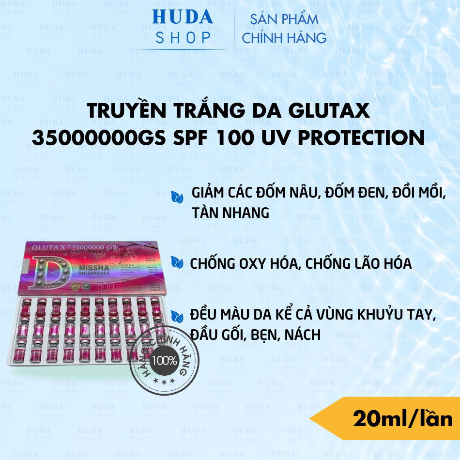 Truyền Trắng Glutathione Glutax 35000000 GS