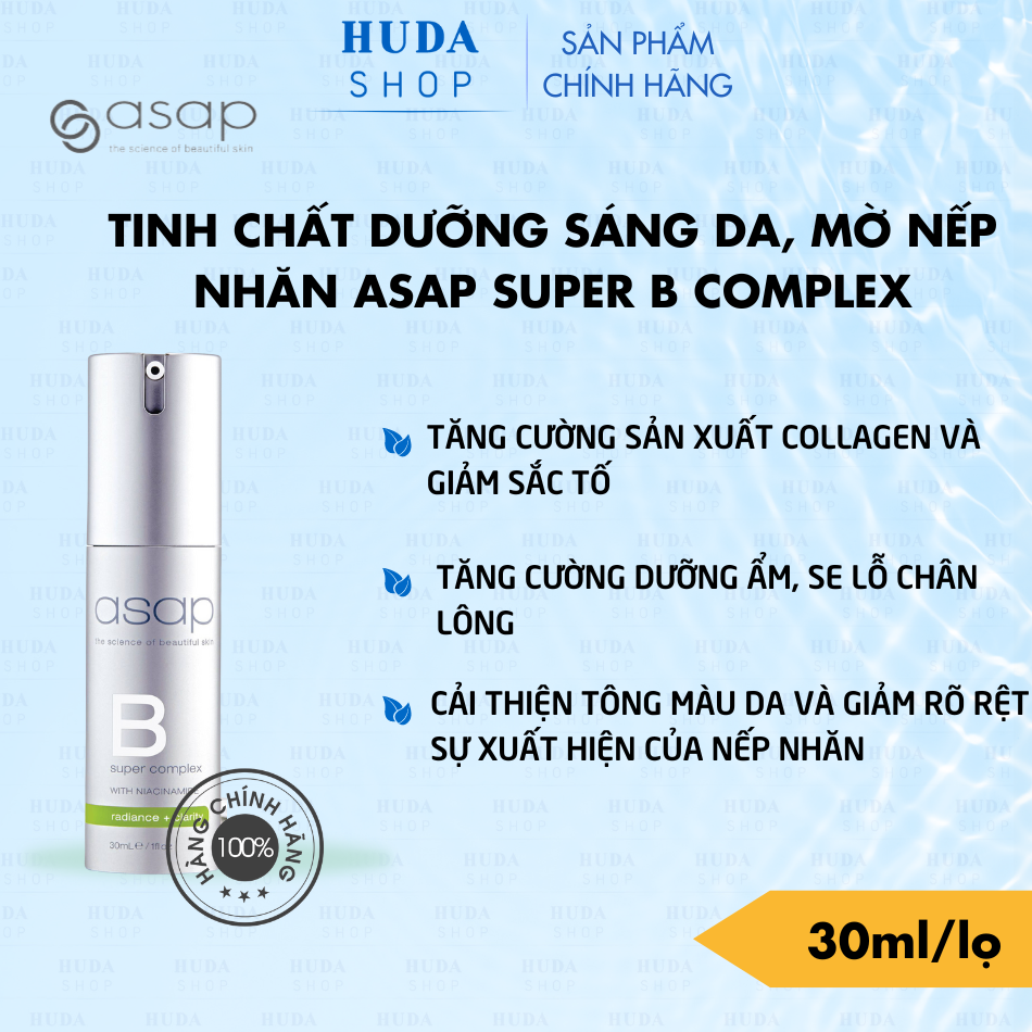 Tinh chất làm mờ nám, mờ nếp nhăn Asap Super B Complex