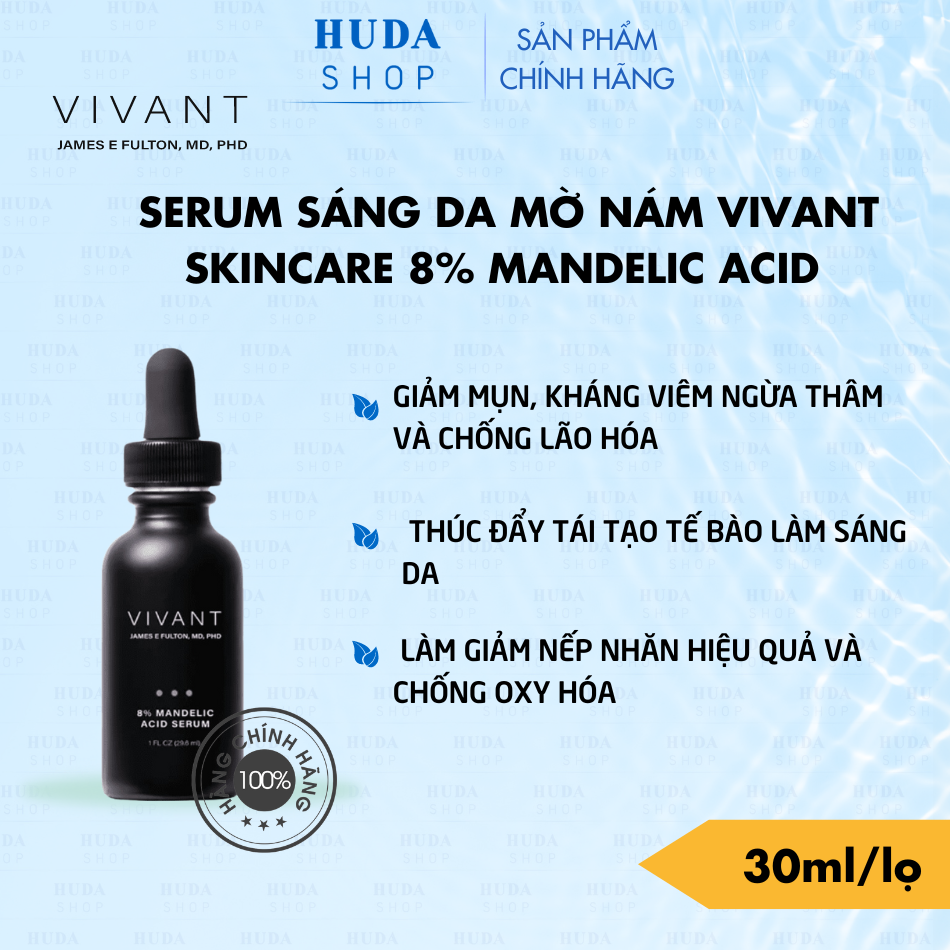 Serum sáng da mờ nám Vivant Skincare 8% Mandelic Acid