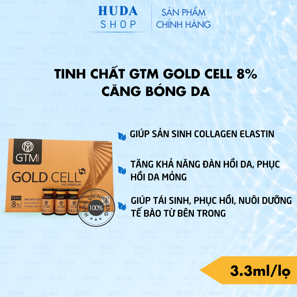 Tinh chất tế bào gốc căng bóng DNA cá hồi GTM Gold Cell 8% Hàn Quốc