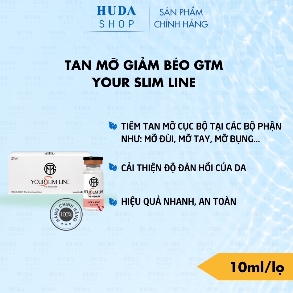 Tinh chất tan mỡ bụng giảm béo GTM Your slim line 5 x 10ml Gold Cell