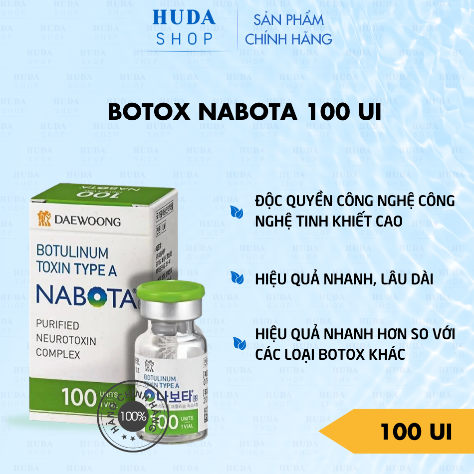 Botox Nabota Botulium Toxin Type A 100 Units xoá nhăn, thon gọn cơ