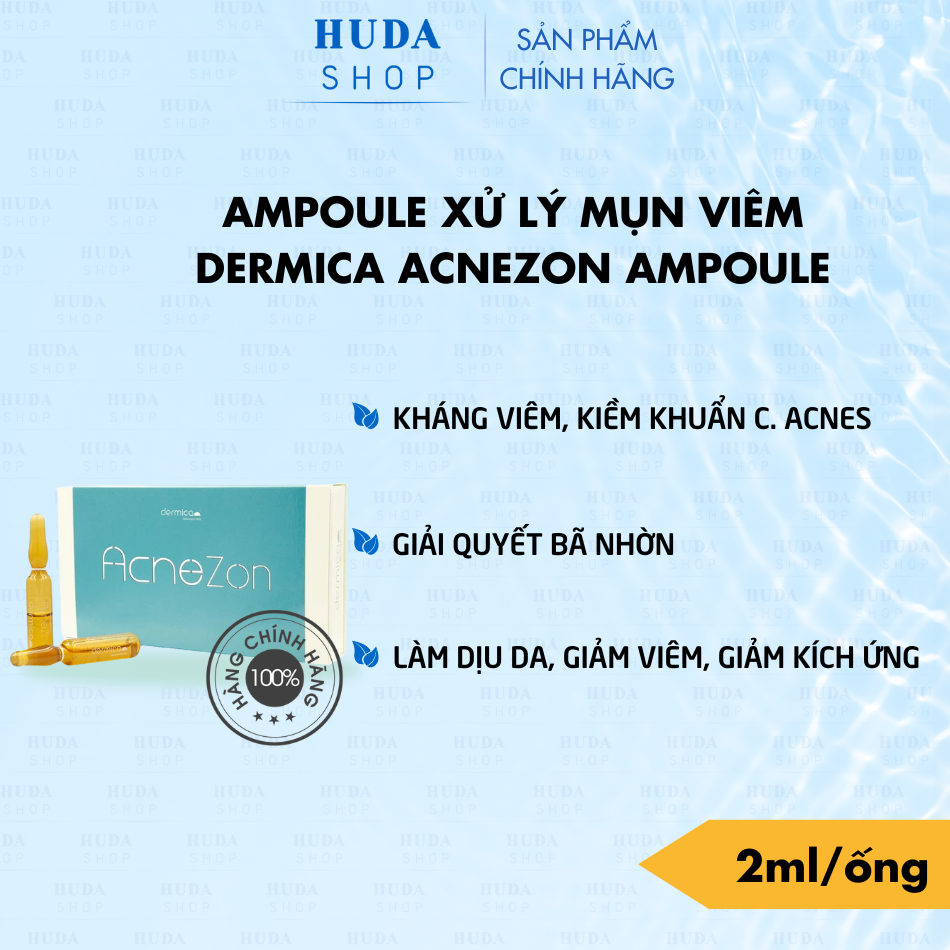 Dermica Acne Zon/Acnezon - Huyết thanh loại bỏ mụn cường độ cao, se còi, gom nhân mụn