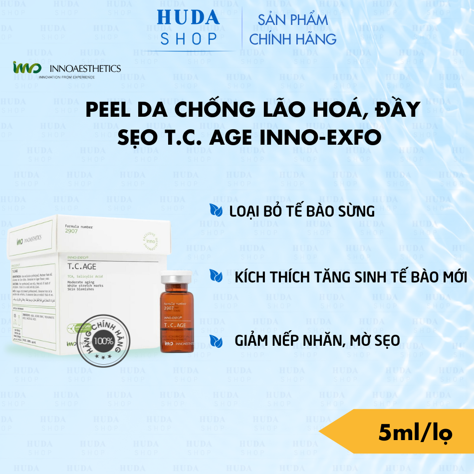 PEEL INNOAESTHETICS T.C.AGE HOẠT CHẤT TÁI TẠO, THAY MỚI LÀN DA DÀNH CHO DA CÓ SẸO RỖ, RẠN DA 1 LOJ 5ML