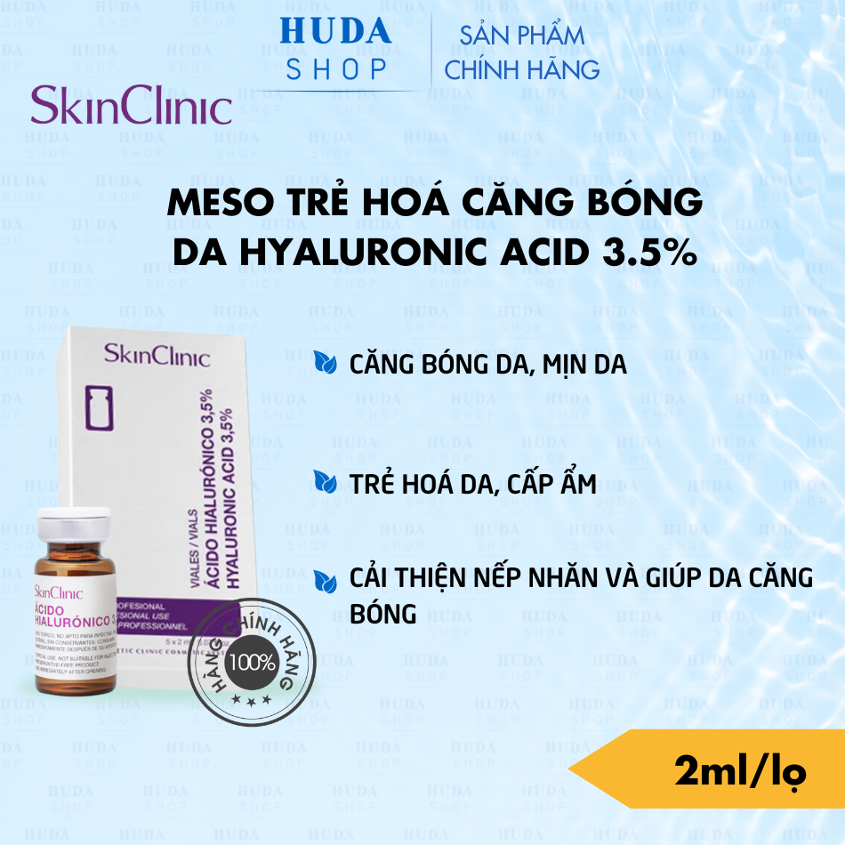 HYALURONIC ACID 3.5% MESO SKINCLINIC - TINH CHẤT CĂNG BÓNG, TRẺ HÓA DA 1 LỌ