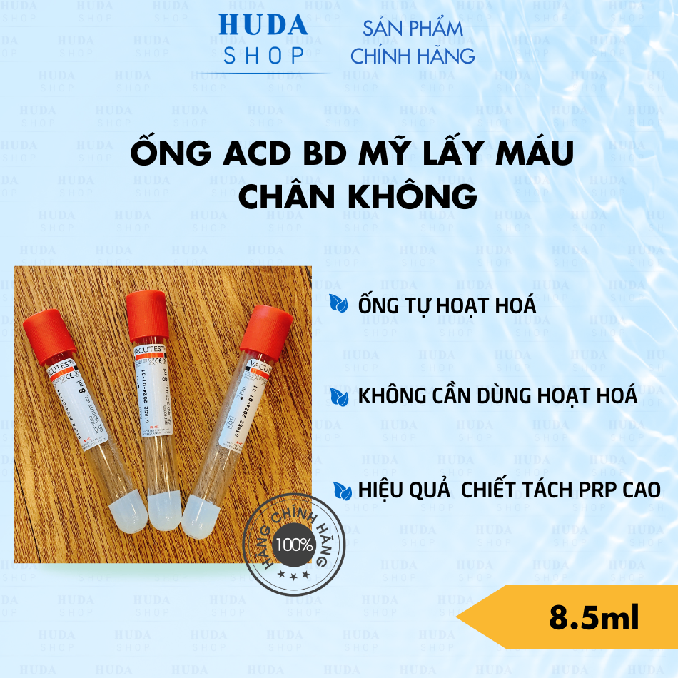 ỐNG ĐỎ VACUTEST LẤY MÁU CHÂN KHÔNG ITALIA ACD TỰ HOẠT HOÁ DÙNG CHO PRP