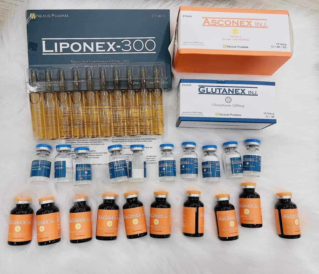 Bộ Truyền Trắng Nexus Pharma Glutanex Drip Liponex, Glutanex 300, Asconex Hàn Quốc