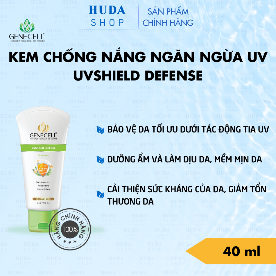 Kem chống nắng Gennecell Uvshield Defense bảo vệ da khỏi tác động từ tia UV