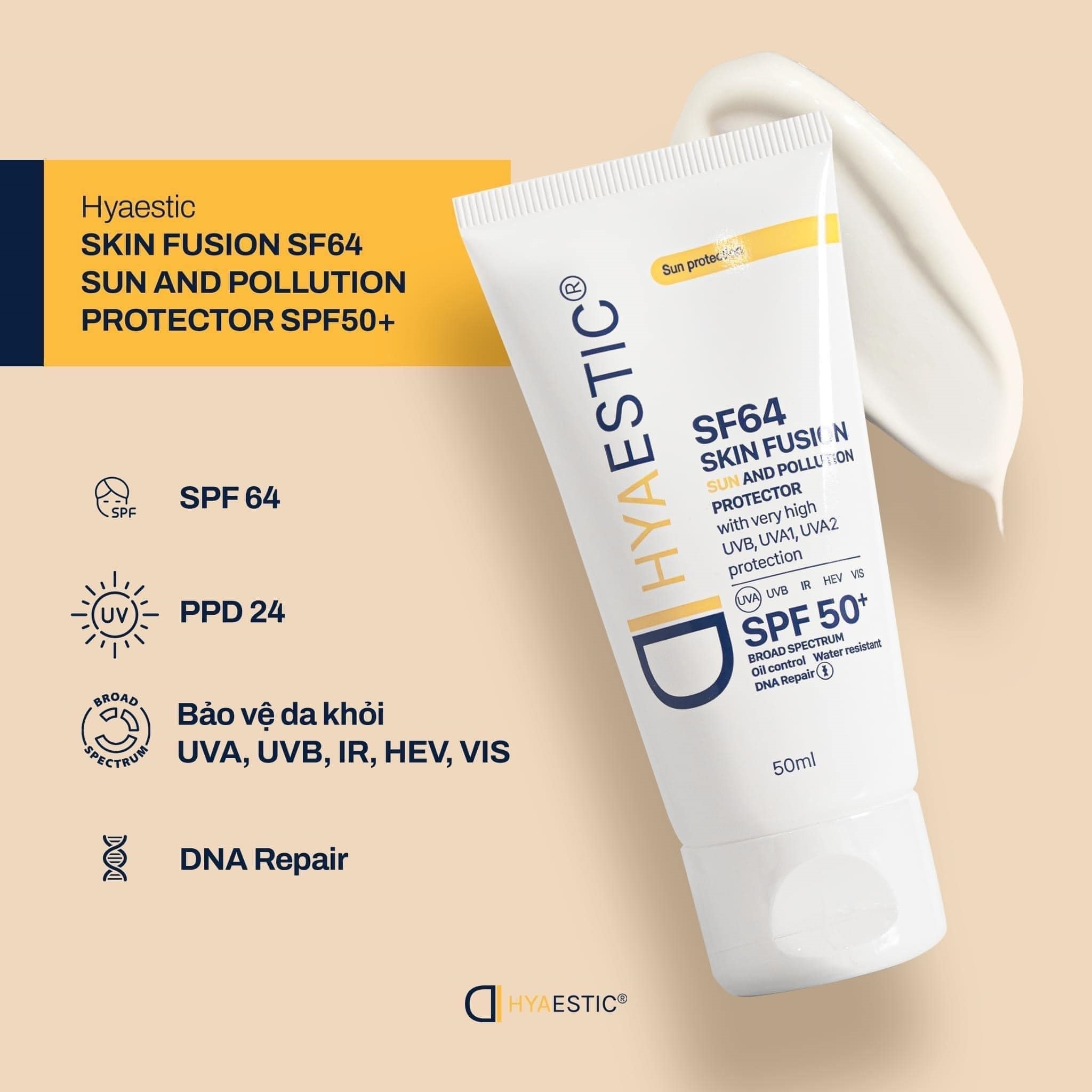 Kem chống nắng bảo vệ tối đa Hyaestic Skin Fusion SF64 Sun And Pollution Protector SPF50