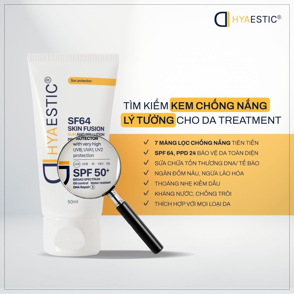 Kem chống nắng bảo vệ tối đa Hyaestic Skin Fusion SF64 Sun And Pollution Protector SPF50