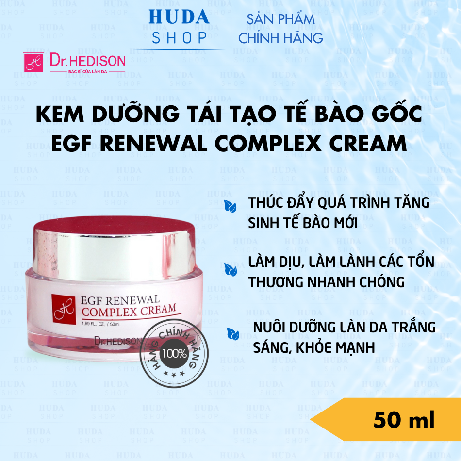 Kem dưỡng tái tạo tế bào gốc EGF Renewal Complex Cream Dr.Hedison 50ml