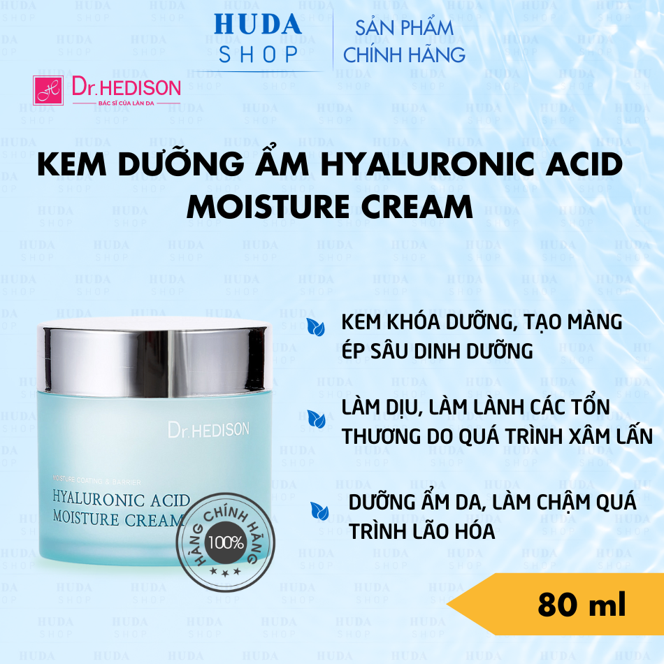 Kem dưỡng ẩm Hyaluronic Acid Moisture Cream 80ml Dr.Hedison 80ml