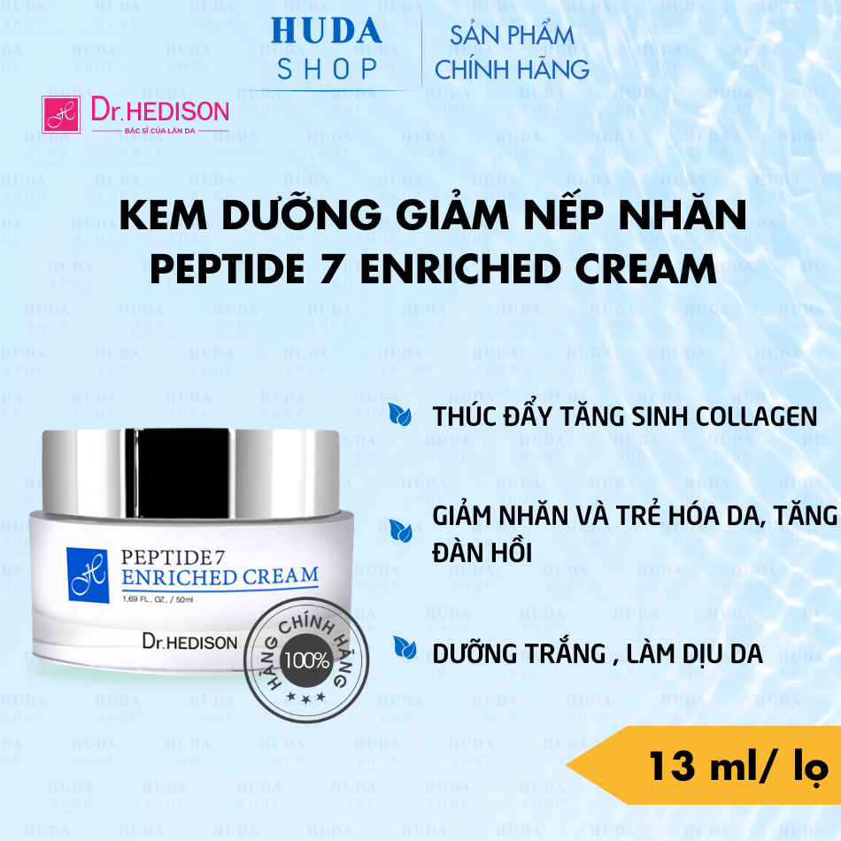 Kem dưỡng giảm nếp nhăn Peptide 7 Enriched Cream Dr.Hedison 50ml