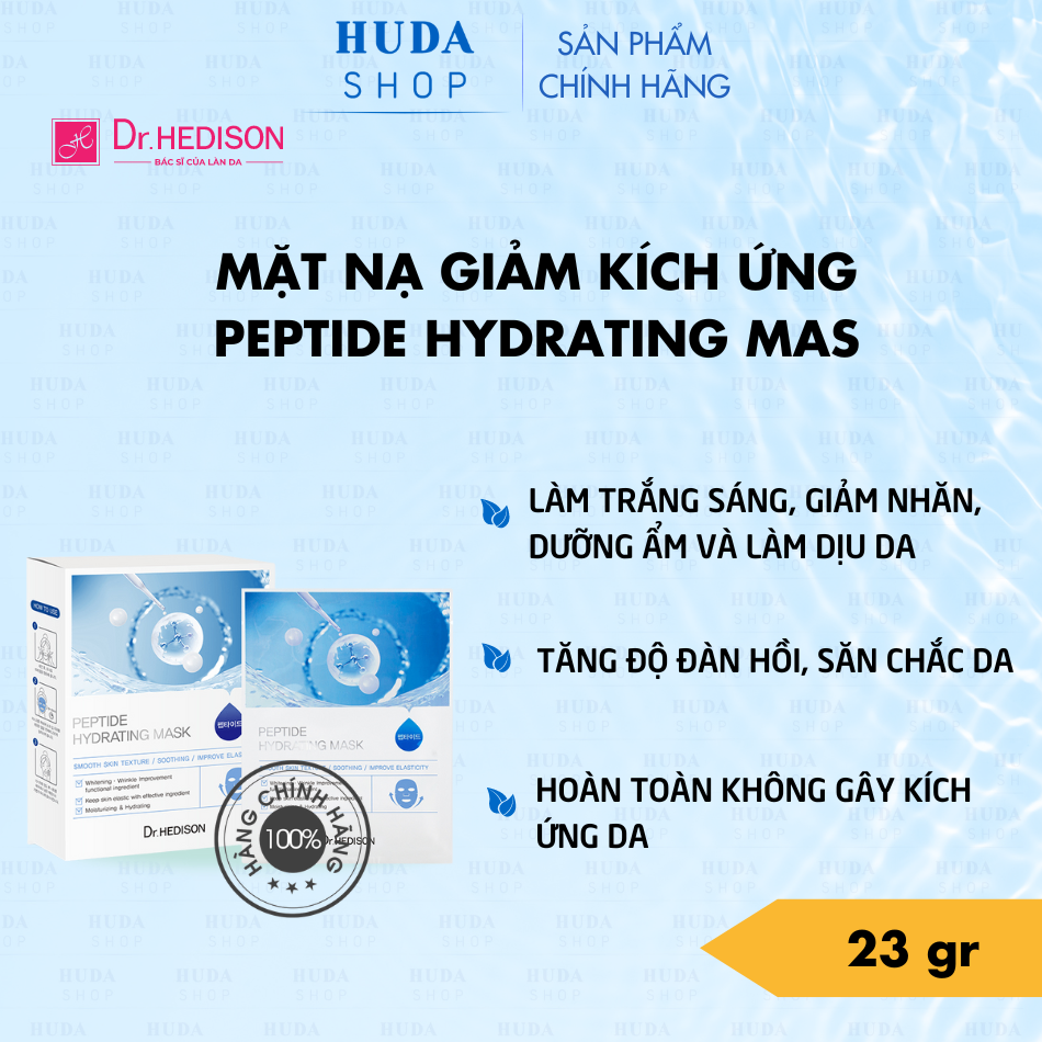 Mặt nạ giảm kích ứng Peptide Hydrating Mask Dr.Hedison 23gX10 cái